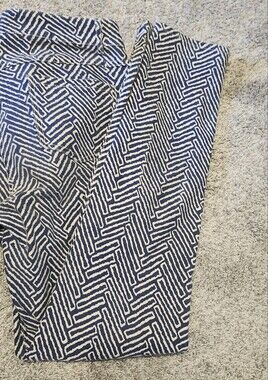 J. McLaughlin $249 Herringbone Straight Leg Jeans Size 8 Blue/White
